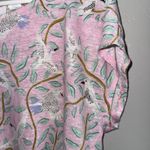 Cynthia Rowley  Womens Pink Bird Botanical 100% Linen Shirt Size XL Photo 6