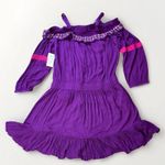 Roaman’s Roaman's Dress Size 20W Purple Crinkle Embroidered Ruffle Boatneck Long Sleeve Photo 1