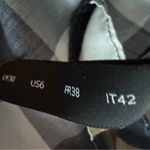 Mother of Pearl Navy White Plaid Velvet Tie Puff Sleeve Silk Blend Blouse Size 6 Blue Photo 9