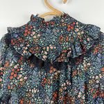 Warm NY boho 100% cotton Floral Tiered Ruffle Midi long sleeve Dress NWT Black Size 0 Photo 9