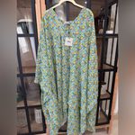 ASOS swimsuit kaftan coverup long maxi dress print shoulder cutout mint hearts Photo 8