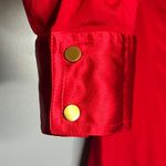 Cache Caché Vintage Red Silk Button Blouse Gold Button Dressy Luxe Holiday Party Top M Photo 3