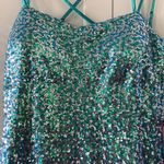 Next /Up Strappy Turquoise and Silver Sequin Dress with slit Photo 1