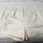Hemline Hausen Lyra Faux Leather Shorts in Cream Photo 1
