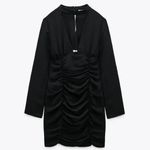 ZARA NWT   RHINESTONE DRESS WITH DRAPED NECKLINE BLACK MEDIUM Photo 7