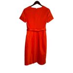 J.Crew  Short Sleeve Belted V Neck Sheath Midi Dress Lined Back Zip Up 6 Orange Photo 14