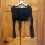 American Eagle Size Small Dark Grey Tie Front Crop Top. Photo 1