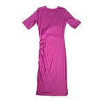 Betabrand Drape Jersey Stretch Midi Dress Pink Women’s M Ruched Fitted Rayon Photo 3