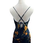 Azazie Women’s  Small Navy Blue Sleeveless Maxi Dress with Orange Florals & a Sid Photo 3