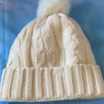 PINK - Victoria's Secret New Pink Victoria Secret Cream Cable Knit Beanie with Pom Pom Photo 1