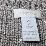 Chico's  Metallic Knit Sweater Vest Womens 2 Beige Sparkle Casual Work Neutral Photo 3