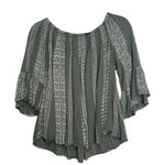 Altar'd State  Womens Size Small Green Cream Off The Shoulder Bell Sleeve Top Photo 4
