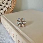 Aurora Borealis Crystal Flower Gold Filigree Ring “Megara” Vintage 1950s Rainbow Jewelry Purple Photo 7