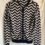 Lands' End Lands’ End 100% Supima Cotton Cardigan Womens‎ Size Small Navy and White Chevron Photo 0