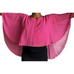 Love by Design Pink Sheer Cape Top Crochet Trim Flowy Blouse Cover Up Cropped XL Photo 10