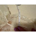 Vintage Richilene Lace Dress With Embroidered Floral Design & Puff Sleeves Tan Size 10 Photo 3