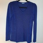 J. McLaughlin Sweater Women's XS Donovan Blue V Neck Cotton Blend Ribbed Knit EUC Photo 0