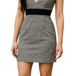 Shein X Women's Plaid Mini Dress Deep V Back Zip‎ Black Waistband XS New Photo 0