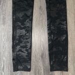 Spanx Black Shiny Faux Leather Camo Leggings - Size S Photo 3