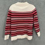 Talbots Petite MP Red Cream Fair Isle Mock Neck Sweater Wool Blend Preppy Ski Photo 1