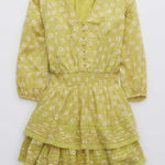 Aerie $75 Size Medium Green Floral Boho Lightweight Rock 'n' Ruffle Mini Dress Photo 0