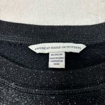 American Eagle  Outfitters Black Metallic Pullover Top Long Sleeve Slit‎ Sides M Photo 7
