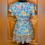 Princess Polly  V-Neck Floral Print Ruffle Wrap Mini Dress Blue‎ Bohemian Size 2 Photo 14