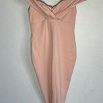 Nookie NWT Revolve Athena Off Shoulder Midi Bodycon Dress Blush Light Pink Small Photo 0