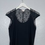 Helmut Lang Women M Black Puckered Lace Blouse Cap Sleeve Scoop Neck Casual Photo 2