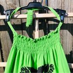 Green Cotton Embroidered Boho Halter Mini Dress Size M Size M Photo 1