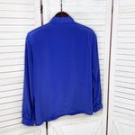 Vintage 80s Design Elements Pleated Removable Neck Bow Blouse Blue 10 Photo 9