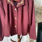 Vintage Wine Tone Blouse with Metallic Embroidered Collar Purple Size 8 Photo 2