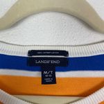 Lands' End  Women's M TALL Purple‎ Orange Striped Button Up Cotton Cardigan Photo 2