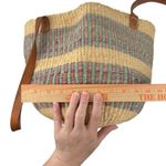 Handwoven Handcrafted Boho Sisal Straw Leather Kiondo Market Bag Vintage 80’s Tan Photo 12