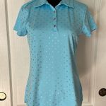 IZOD  LIGHT BLUE SILVER POLKA DOT COOL FX GOLF POLO Photo 0