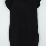 Pact Womens Organic Cotton V Neck Maxi Dress Size L Black Raw Edge Minimalist Photo 0