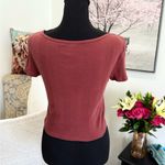 American Eagle  Outfitters Pink Crop T-Shirt Fitted Photo 2