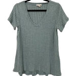 White Crow Women's Top Knit Mint Green Tshirt Short Sleeve Small Soft V-Neck Photo 0