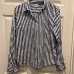 J.Crew The Perfect Shirt Button Up Top Shirt Blue White Striped Size Large Photo 0