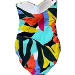 Anne cole NWT Bandeau One-Piece Swimsuit Abstract Print Multicolor SZ-10 Photo 3