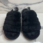 UGG  Women’s Black Sherpa Shearling Slides Fluff Yeah Slippers Sz 7 Cold Weather Photo 1