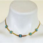 18K Gold Plated turquoise Herringbone necklace Snake Womens Jewelry Photo 1