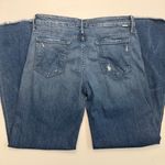 MOTHER Denim Mother Jeans The Roller Wide Leg Flare Raw Hem Distressed Medium Wash High Waist Photo 6