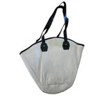 J.Crew Bag Womens Size Large Black Woven Straw Tote Black Leather‎ Handles Coastal Chic Photo 1