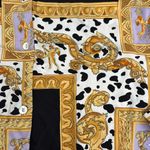 VTG 80s 90s Paolo Santini 100% silk blouse Dalmatian cherub print black white Gold Size M Photo 2