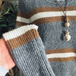 Stitch Fix Pinque Maise Crewneck Pullover Striped Stretch Sweater Gray Size M Photo 4