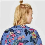 ZARA  Blue Hawaiian Floral Pajama Button Down in size small Photo 5