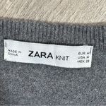 ZARA Ruffle Trim Sides V Neck Sweater Grey Medium Dolman Sleeve Photo 11