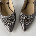 Adrienne Vittadini Surya Slingback Shoes Sz 6M Snake Skin Crystals Pewter Glam Photo 4