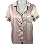 Stars Above  Nightwear Pajamas Sleep Solid Pink Short Sleeve Button Up Shirt Sz M Photo 0